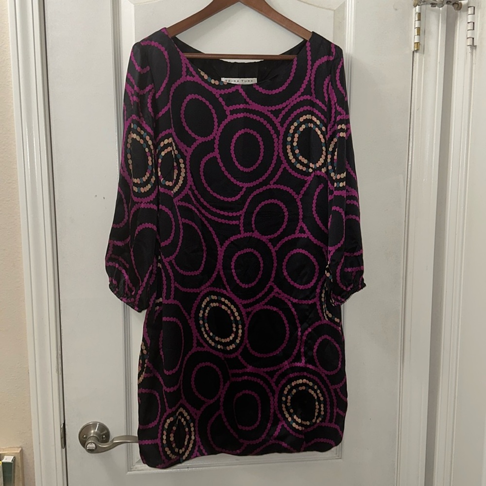 Trina Turk Geometric Silk Dress Circle Print